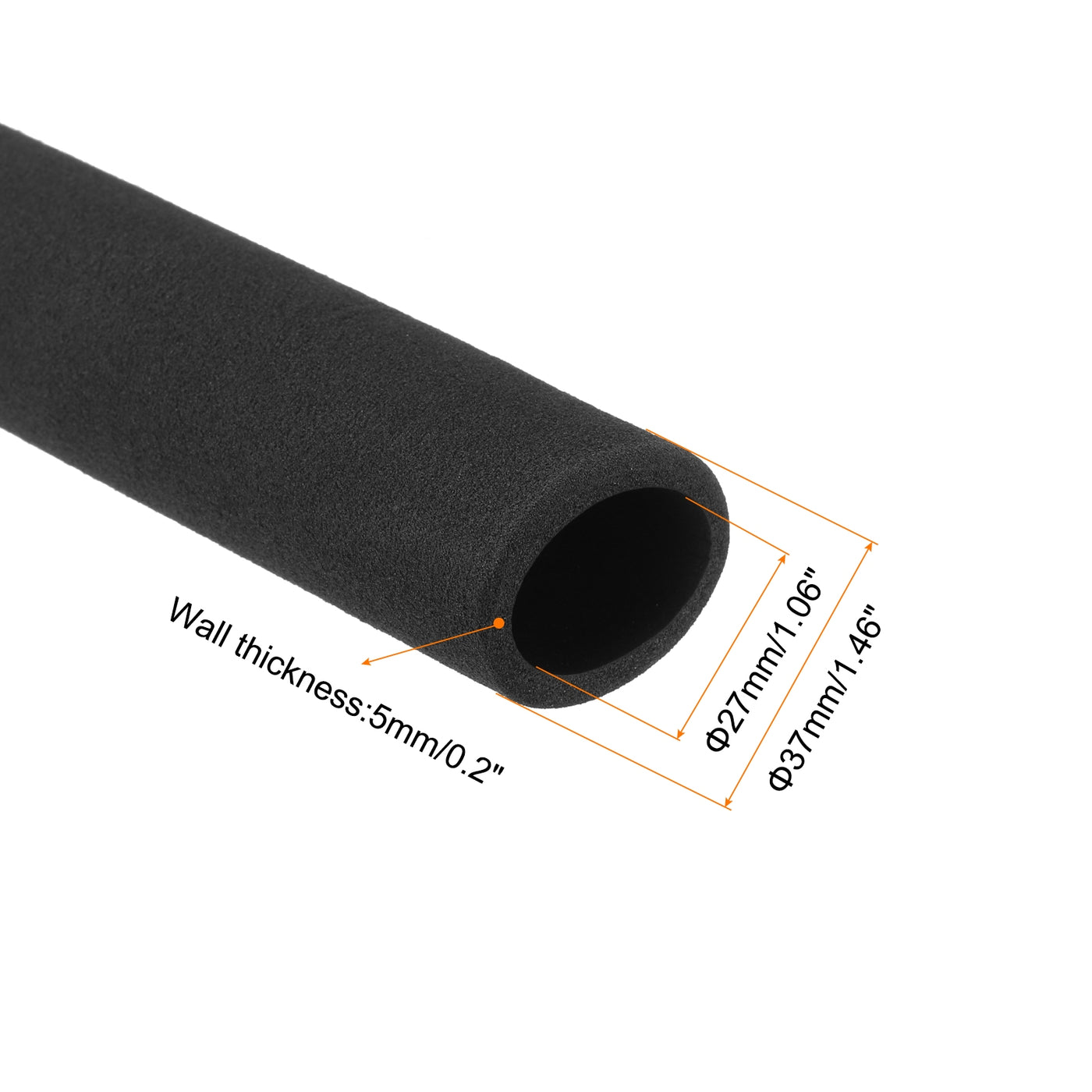 uxcell Uxcell Pipe Insulation Tube Foam Tubing for Handle Grip Support 27mm ID 37mm OD 195mm Heat Preservation Black