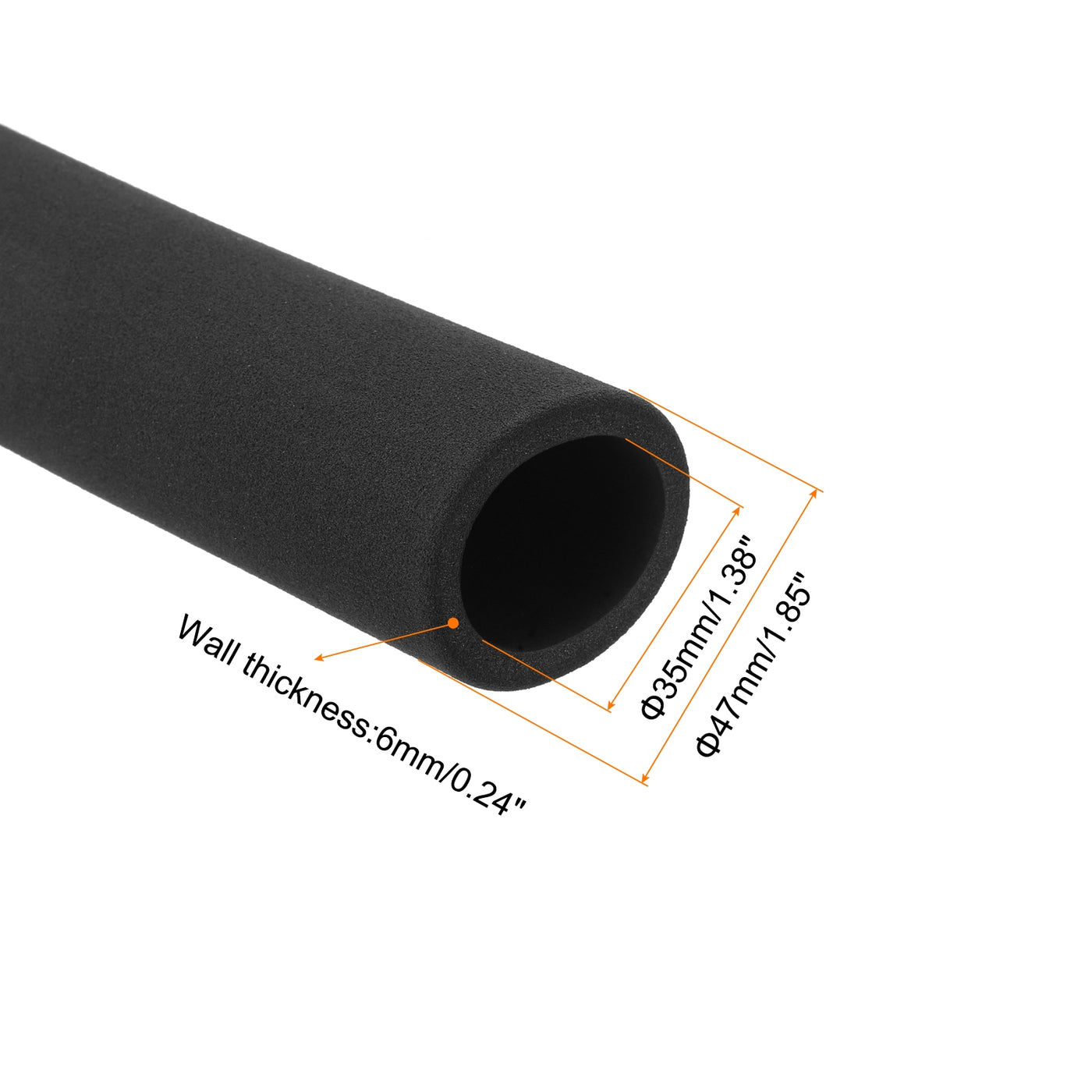 uxcell Uxcell Pipe Insulation Tube Foam Tubing for Handle Grip Support 35mm ID 47mm OD 200mm Heat Preservation Black