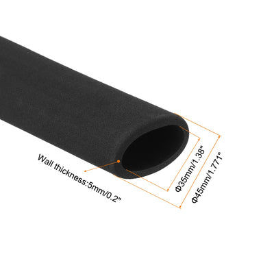 Harfington Uxcell Pipe Insulation Tube Foam Tubing for Handle Grip Support 35mm ID 45mm OD 295mm Heat Preservation Black