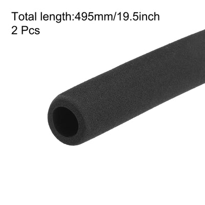 Harfington Uxcell Pipe Insulation Tube Foam Tubing for Handle Grip Support 18mm ID 30mm OD 495mm Heat Preservation Black 2pcs