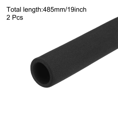 Harfington Uxcell Pipe Insulation Tube Foam Tubing for Handle Grip Support 24mm ID 34mm OD 485mm Heat Preservation Black 2pcs