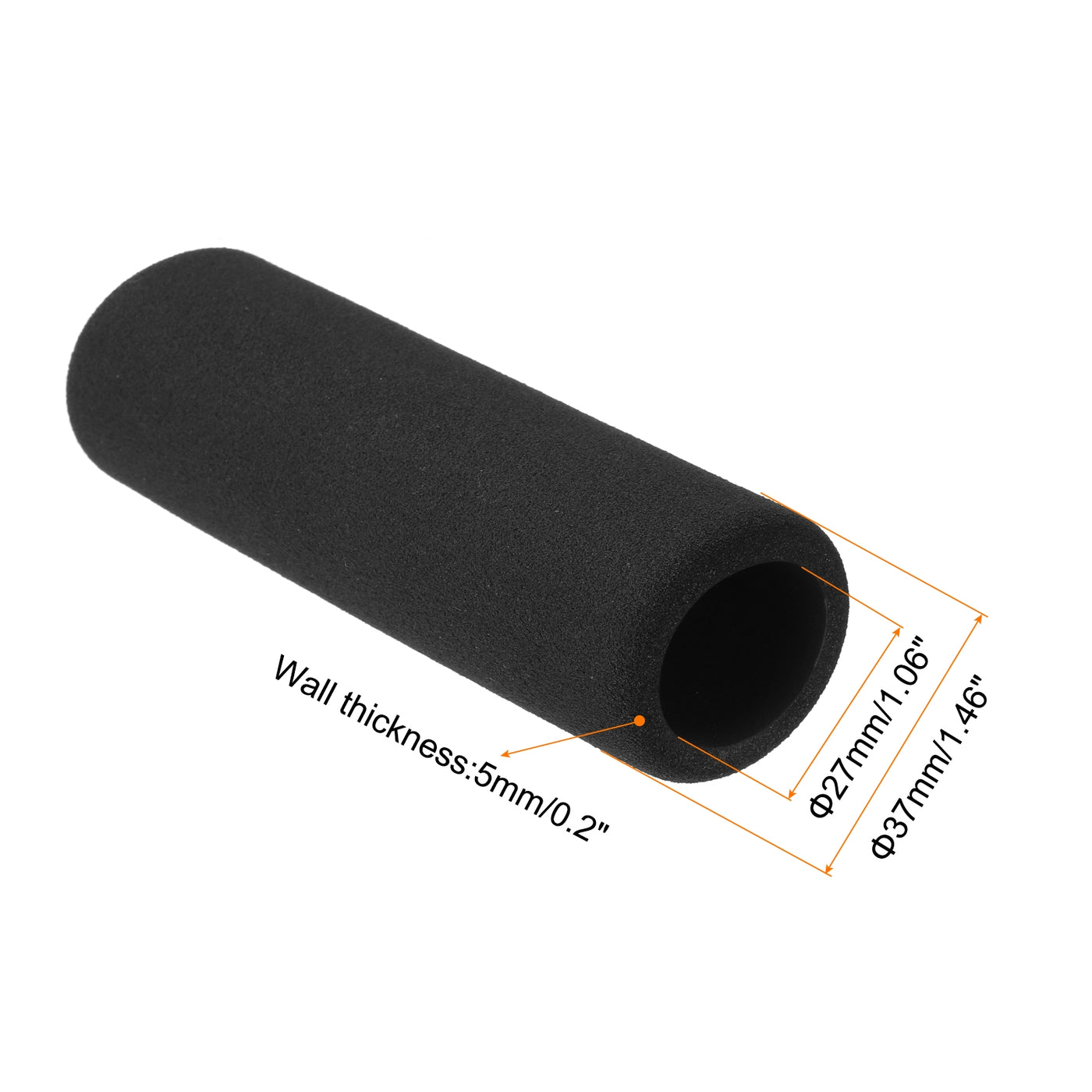 uxcell Uxcell Pipe Insulation Tube Foam Tubing for Handle Grip Support 27mm ID 37mm OD 116mm Heat Preservation Black 2pcs