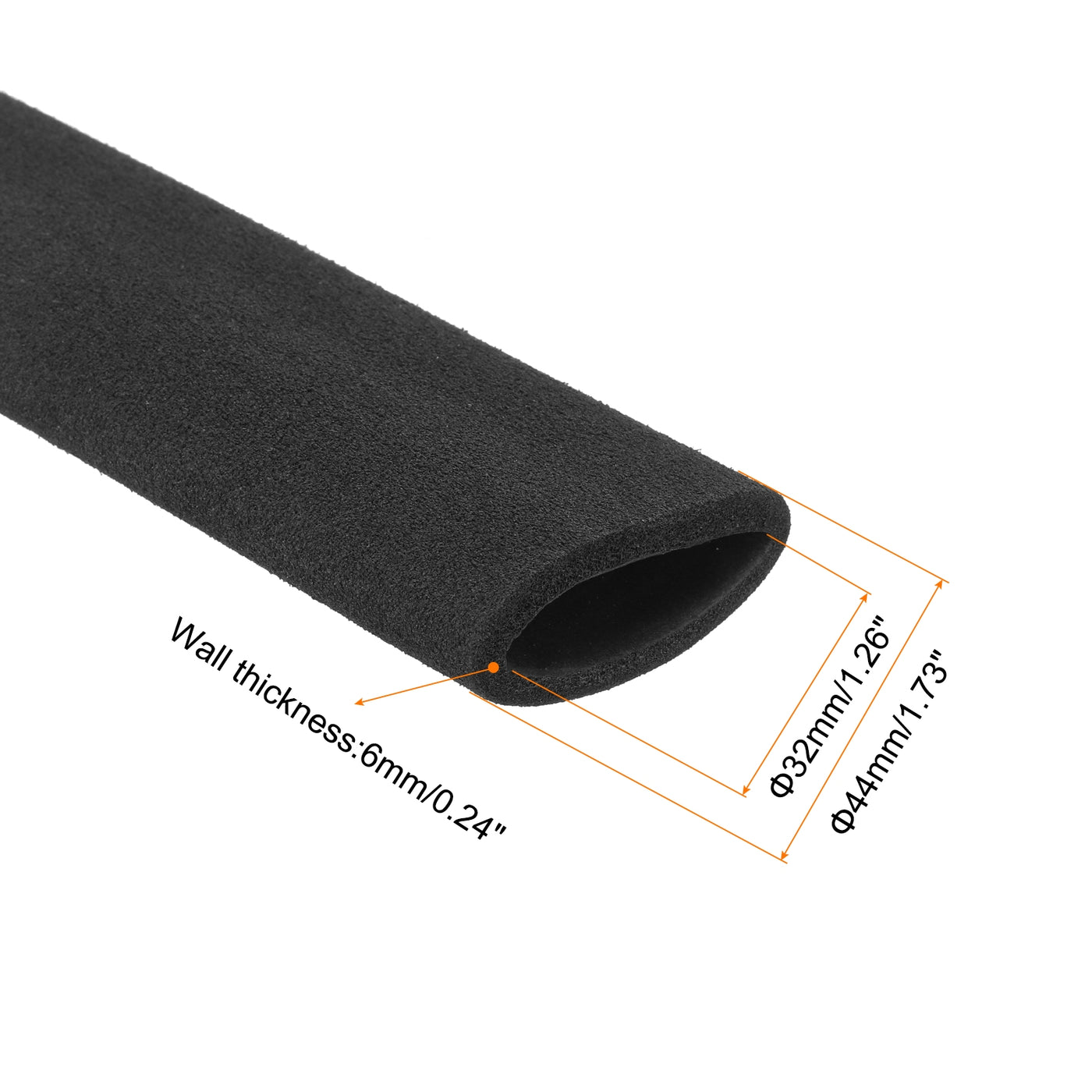 uxcell Uxcell Pipe Insulation Tube Foam Tubing for Handle Grip Support 32mm ID 44mm OD 300mm Heat Preservation Black 2pcs