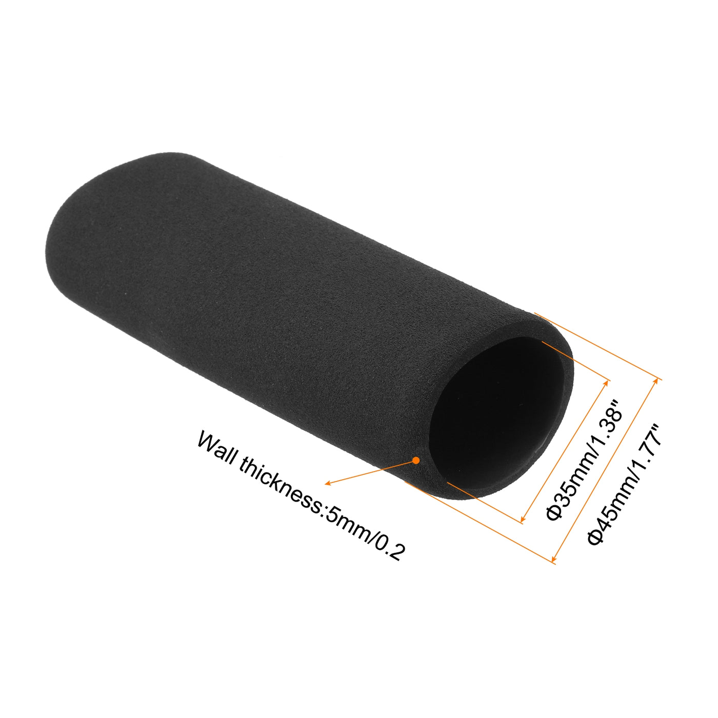 uxcell Uxcell Pipe Insulation Tube Foam Tubing for Handle Grip Support 35mm ID 45mm OD 116mm Heat Preservation Black 2pcs