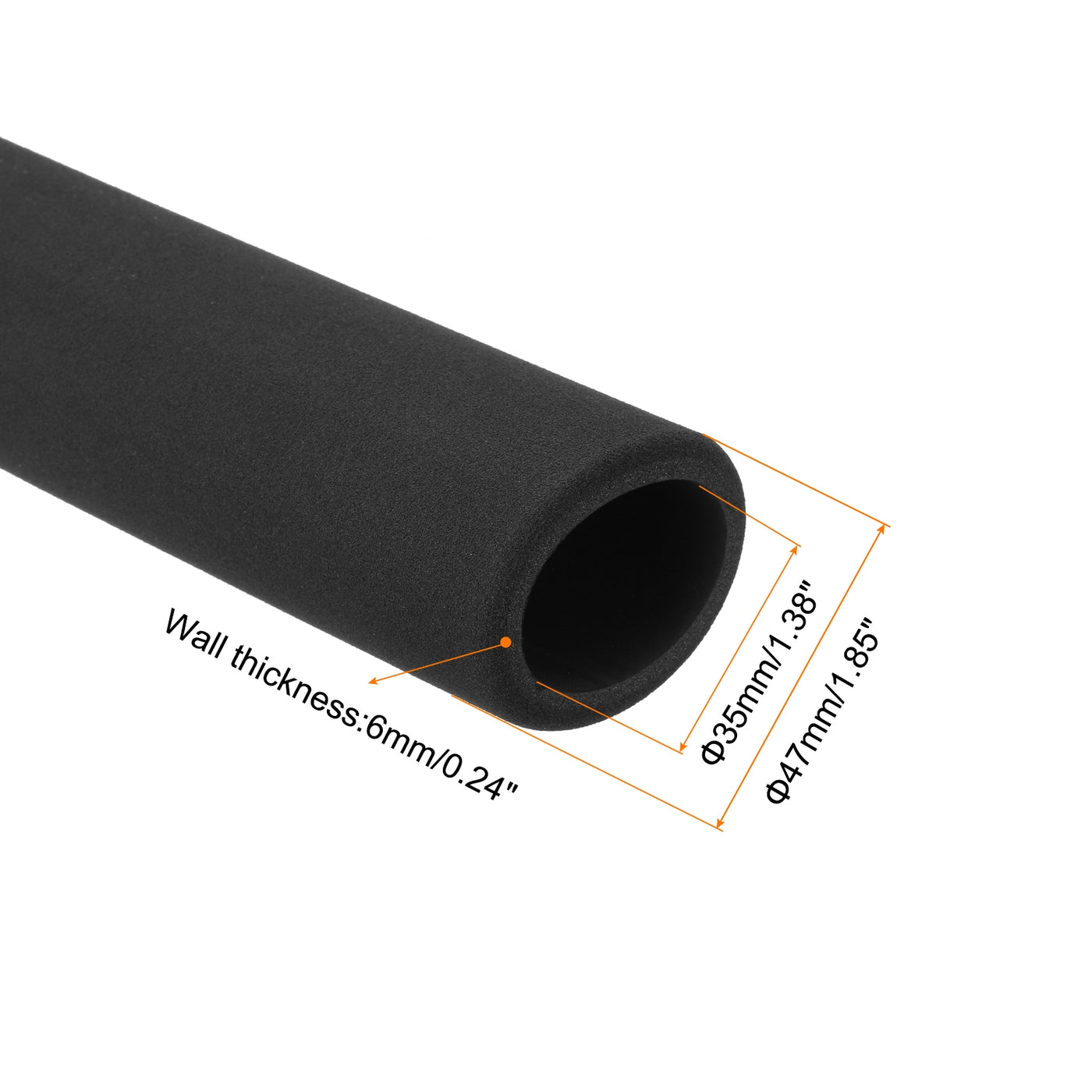 uxcell Uxcell Pipe Insulation Tube Foam Tubing for Handle Grip Support 35mm ID 47mm OD 395mm Heat Preservation Black 2pcs