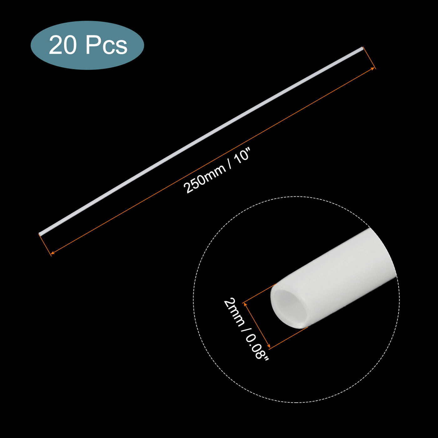 Harfington 20pcs 10" Plastic Model Tube ABS Round Tube 0.08" OD White Easy Processing for Architectural Model Making DIY
