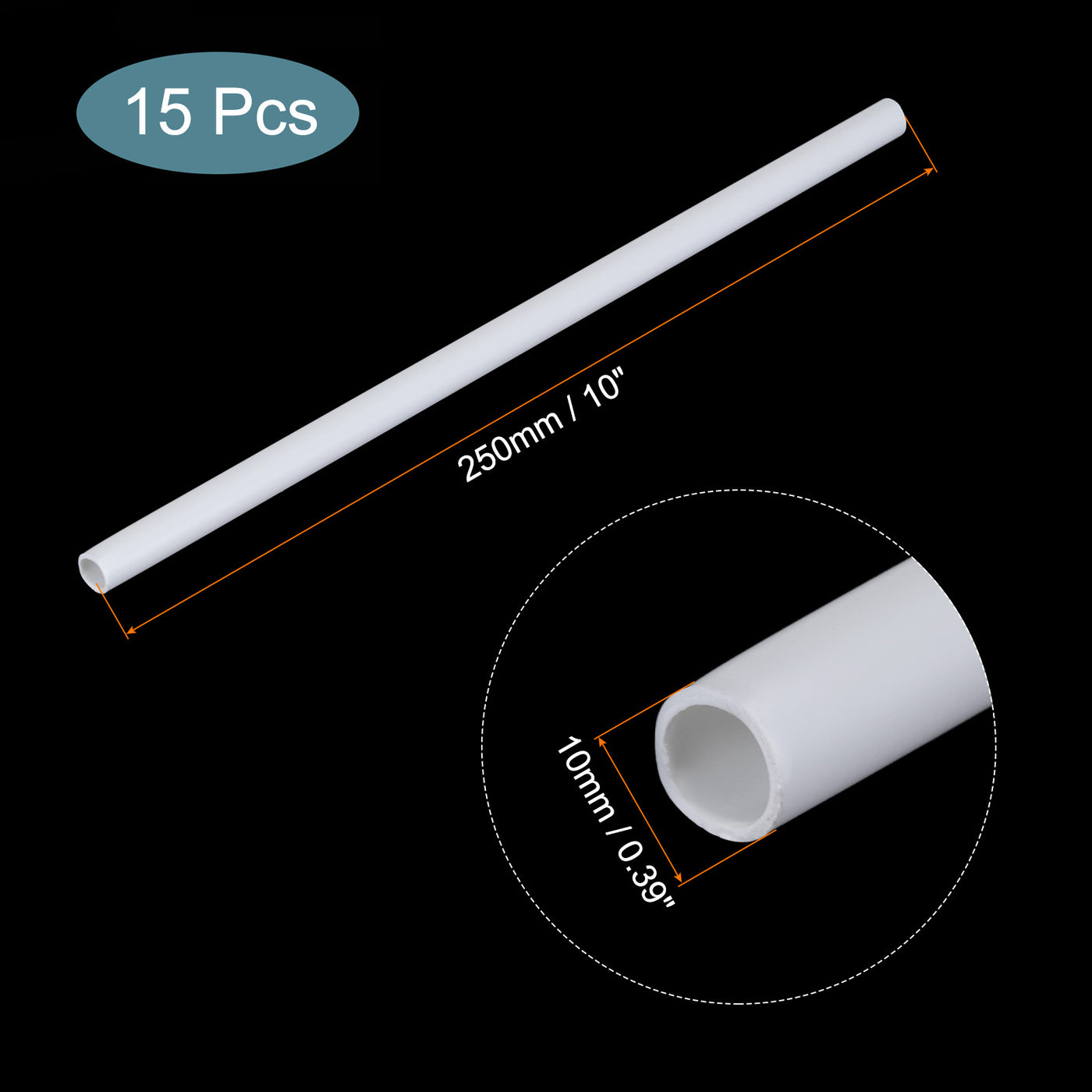 Harfington 15pcs 10" Plastic Model Tube ABS Round Tube 0.39" OD White Easy Processing for Architectural Model Making DIY