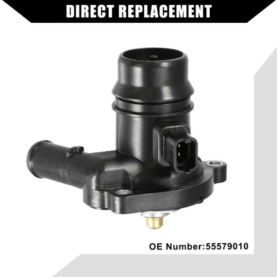 Harfington No.55579010 Engine Coolant Thermostat Housing Assembly for Chevrolet Trax 2013-2019 for Chevrolet Sonic 2012-2019 / Inner Water Pump Thermostat / Durable Plastic / 1Pcs Black
