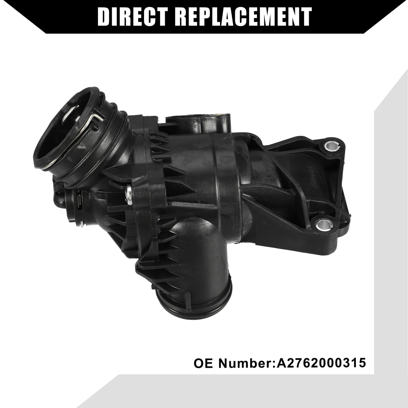 Hihaha No.A2762000315 Engine Coolant Thermostat Housing Assembly for Mercedes-Benz SL450 2017-2020 for Mercedes-Benz GLC43 AMG / Inner Water Pump Thermostat / Durable Plastic / 1Pcs Black