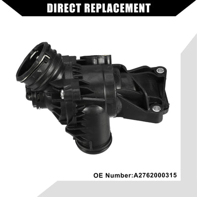 Harfington No.A2762000315 Engine Coolant Thermostat Housing Assembly for Mercedes-Benz SL450 2017-2020 for Mercedes-Benz GLC43 AMG / Inner Water Pump Thermostat / Durable Plastic / 1Pcs Black