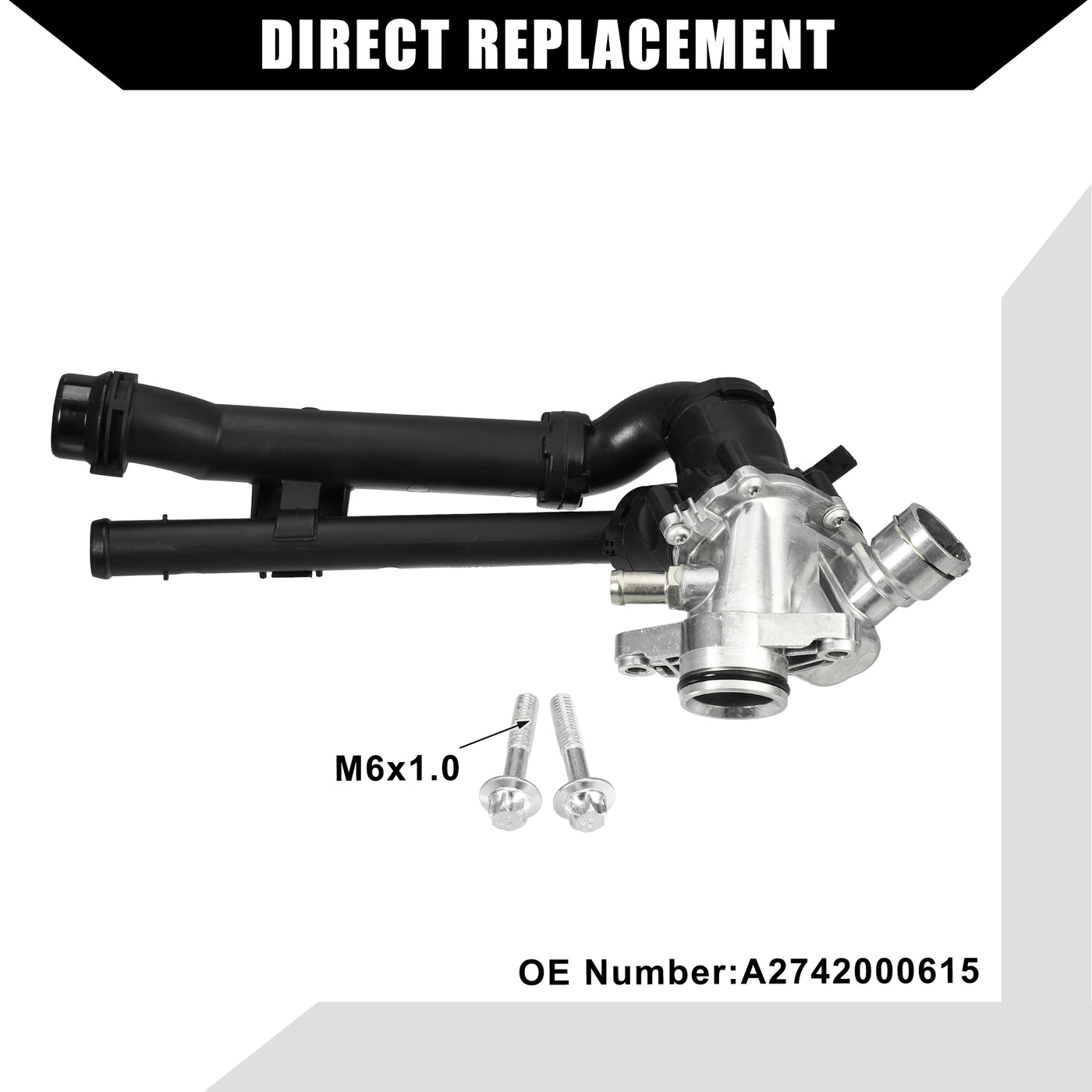 Hihaha No.A2742000615 Engine Coolant Thermostat Housing Assembly for Mercedes-Benz CLA45 AMG 2014-2018 for Mercedes-Benz CLA250 / Inner Water Pump Thermostat / Durable Aluminum / 1 Pcs