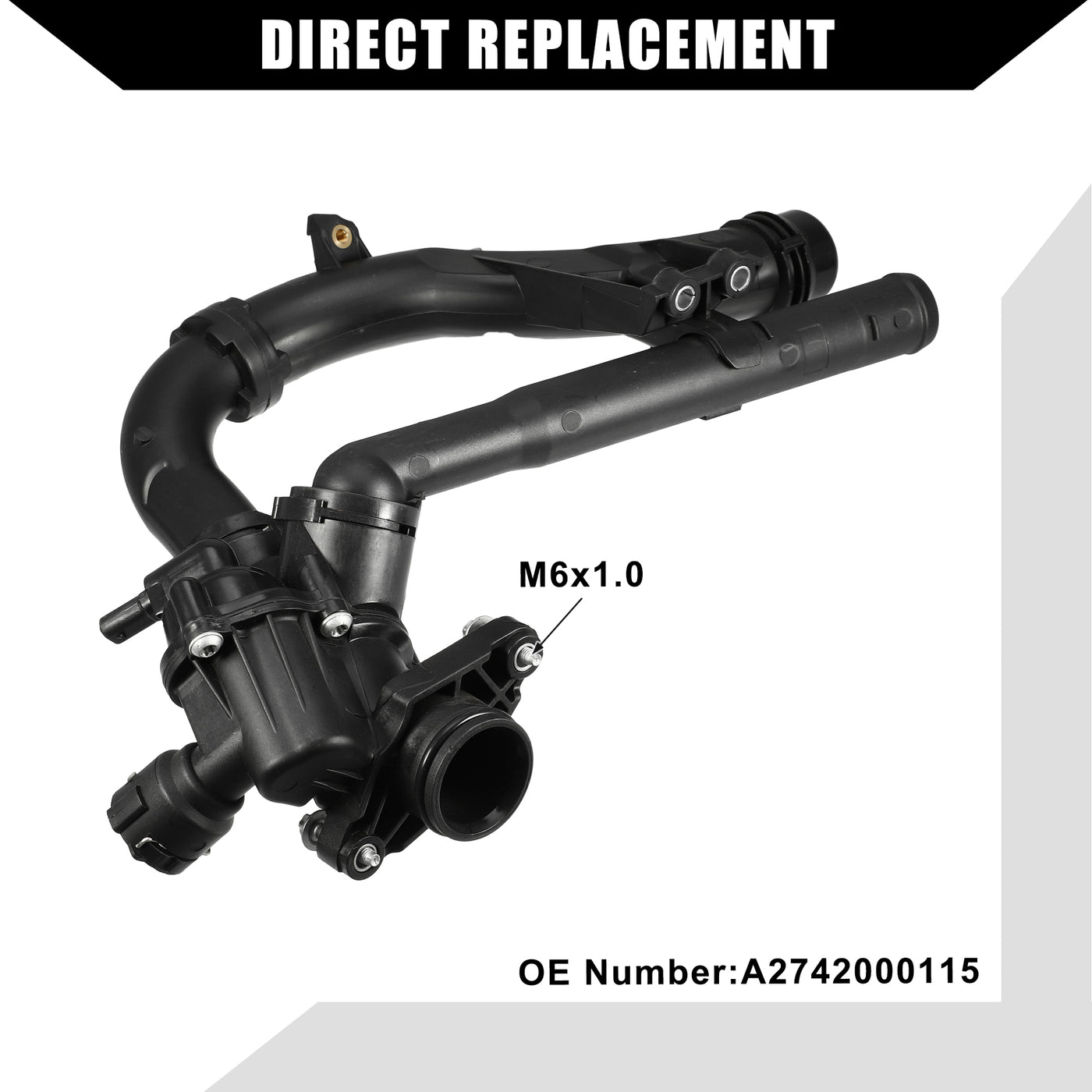 Hihaha No.A2742000115 Engine Coolant Thermostat Housing Assembly for Mercedes-Benz GLC300 2016-2019 for Mercedes-Benz E300 2017-2019 / Inner Water Pump Thermostat / Durable Plastic / 1Pcs