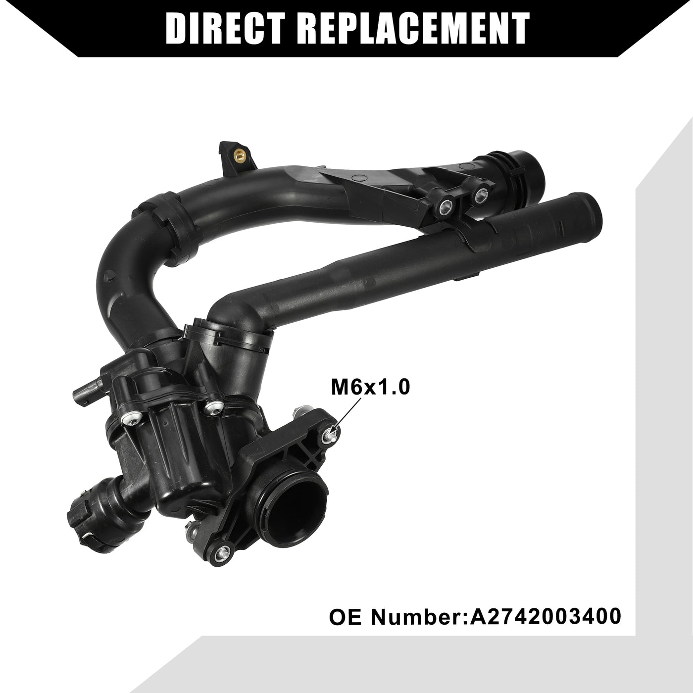 Hihaha No.A2742003400 Engine Coolant Thermostat Housing Assembly for Mercedes-Benz E300 2008-2021 for Mercedes-Benz GLC300 / Inner Water Pump Thermostat / Durable Plastic / 1Pcs Black