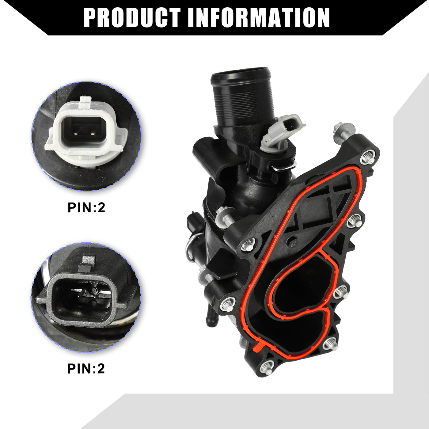 Hihaha No.A2822030175 Engine Coolant Thermostat Housing Assembly for Mercedes-Benz a CLA / Inner Water Pump Thermostat / Durable Plastic / 1Pcs Black