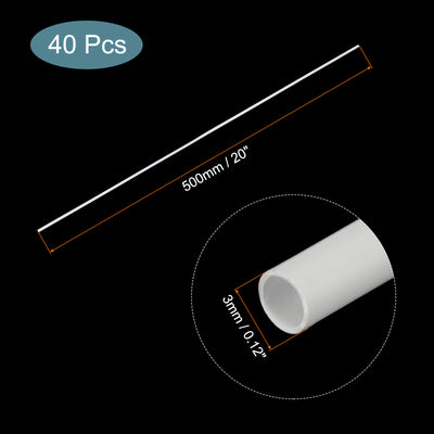 Harfington 40pcs 20" Plastic Model Tube ABS Solid Round Bar 0.12" OD White Easy Processing for Architectural Model Making DIY