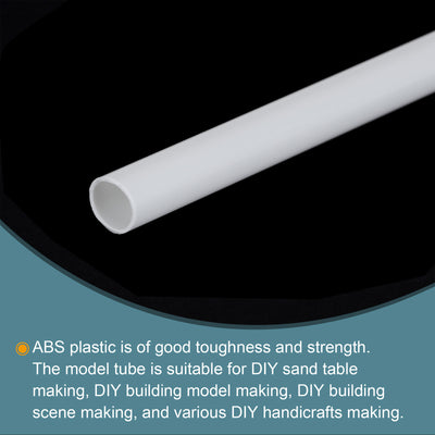 Harfington 10pcs 20" Plastic Model Tube ABS Solid Round Bar 0.31" OD White Easy Processing for Architectural Model Making DIY