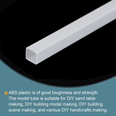 Harfington 10pcs 20" Plastic Model Tube ABS Solid Square Bar 0.24"x0.24" White Easy Processing for Architectural Model Making DIY