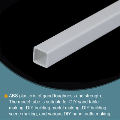 Harfington 10pcs 20" Plastic Model Tube ABS Solid Square Bar 0.31"x0.31" White Easy Processing for Architectural Model Making DIY