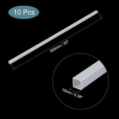Harfington 10pcs 20" Plastic Model Tube ABS Solid Square Bar 0.39"x0.39" White Easy Processing for Architectural Model Making DIY