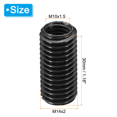 Harfington Grade 8.8 Carbon Steel Threaded Repair Insert Nut, 5pcs M10x1.5 Female to M14x2 Male High Strength Screw Sleeve Inserts Reducing Adapter Reducer 30mm