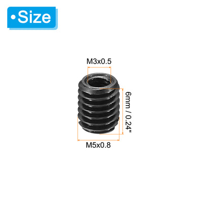 Harfington Grade 8.8 Carbon Steel Threaded Repair Insert Nut, 3pcs M3x0.5 Female to M5x0.8 Male High Strength Screw Sleeve Inserts Reducing Adapter Reducer 6mm