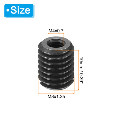 Harfington Grade 8.8 Carbon Steel Threaded Repair Insert Nut, 3pcs M4x0.7 Female to M8x1.25 Male High Strength Screw Sleeve Inserts Reducing Adapter Reducer 10mm