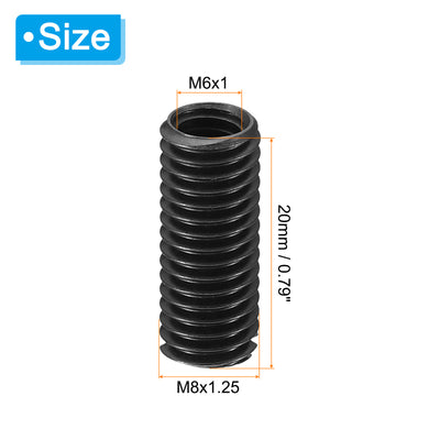 Harfington Grade 8.8 Carbon Steel Threaded Repair Insert Nut, 3pcs M6x1 Female to M8x1.25 Male High Strength Screw Sleeve Inserts Reducing Adapter Reducer 20mm