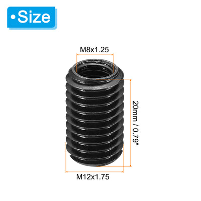 Harfington Grade 8.8 Carbon Steel Threaded Repair Insert Nut, 3pcs M8x1.25 Female to M12x1.75 Male Screw Sleeve Inserts Reducing Adapter Reducer 20mm
