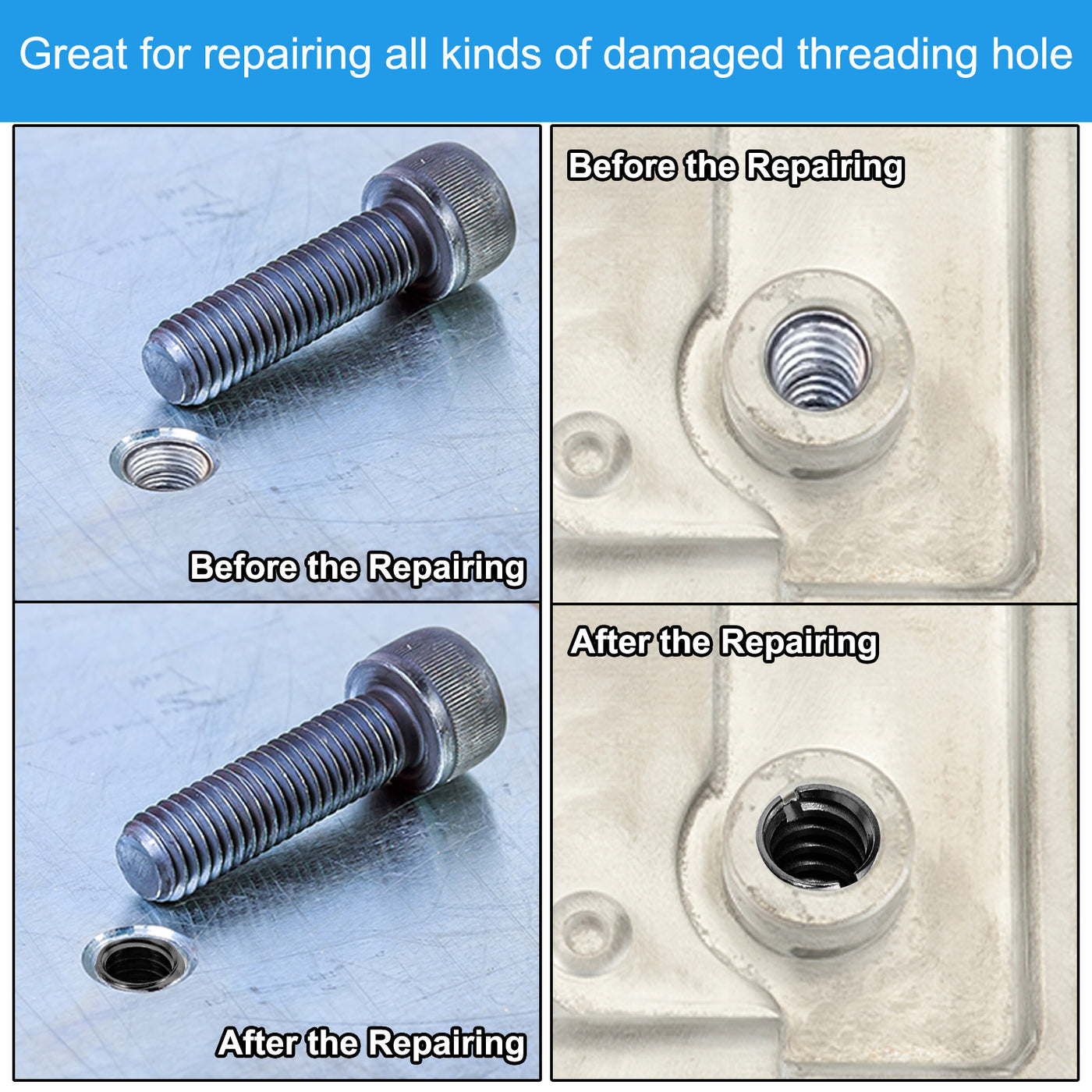 Harfington Grade 8.8 Carbon Steel Threaded Repair Insert Nut, 3pcs M8x1.25 Female to M12x1.75 Male Screw Sleeve Inserts Reducing Adapter Reducer 20mm