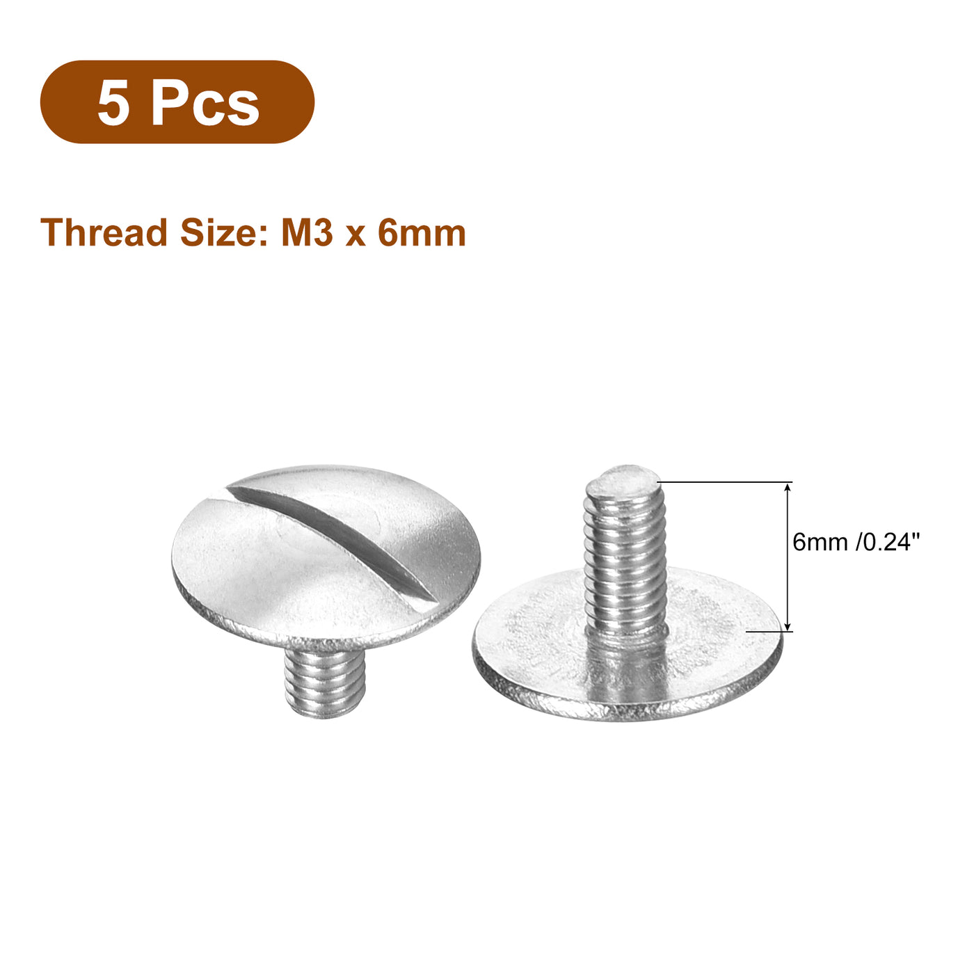 uxcell Uxcell M3x6mm Extra Large Flat Head Slotted Screws, 5pcs 304 Stainless Steel Bolts