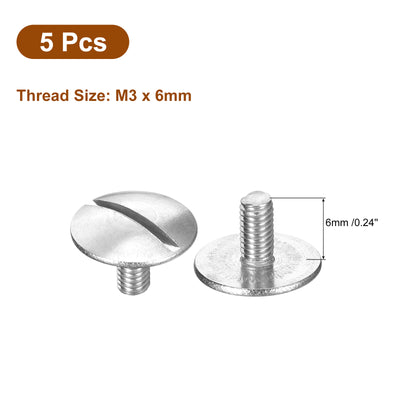 Harfington Uxcell M3x6mm Extra Large Flat Head Slotted Screws, 5pcs 304 Stainless Steel Bolts