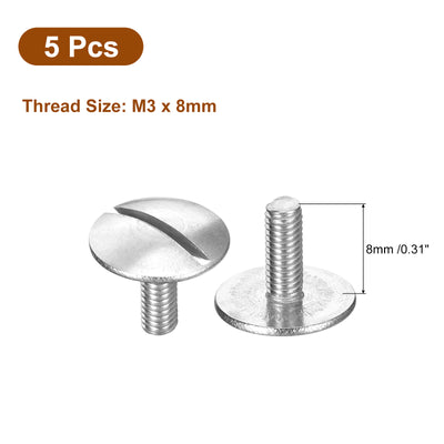 Harfington Uxcell M3x8mm Extra Large Flat Head Slotted Screws, 5pcs 304 Stainless Steel Bolts