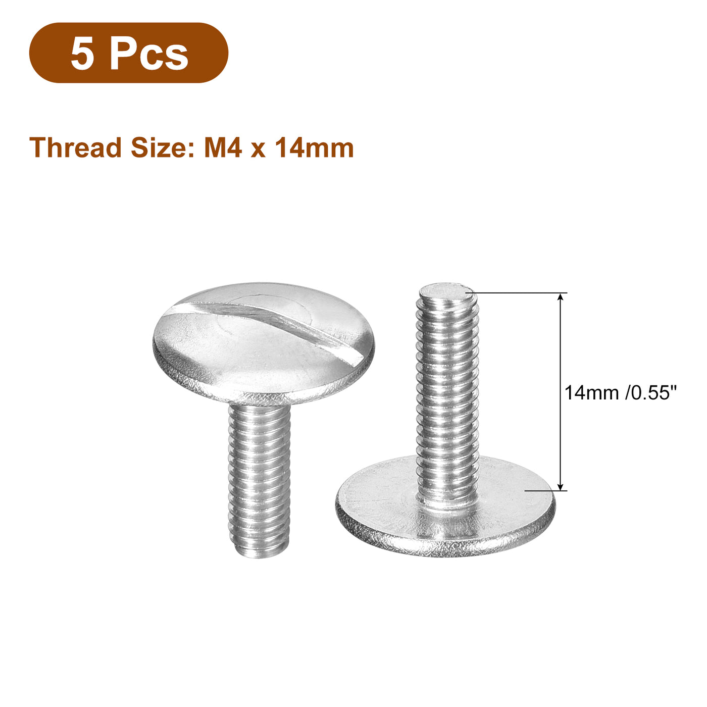 uxcell Uxcell M4x14mm Extra Large Flat Head Slotted Screws, 5pcs 304 Stainless Steel Bolts