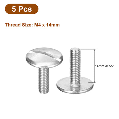 Harfington Uxcell M4x14mm Extra Large Flat Head Slotted Screws, 5pcs 304 Stainless Steel Bolts