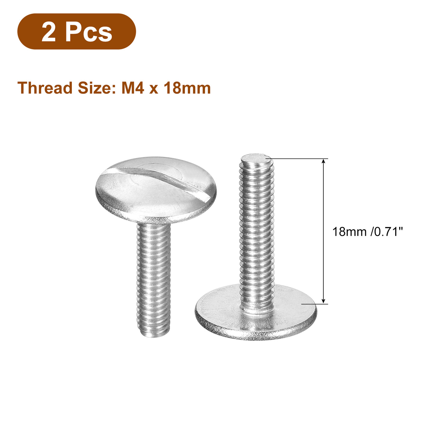 uxcell Uxcell M4x18mm Extra Large Flat Head Slotted Screws, 2pcs 304 Stainless Steel Bolts