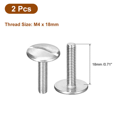 Harfington Uxcell M4x18mm Extra Large Flat Head Slotted Screws, 2pcs 304 Stainless Steel Bolts
