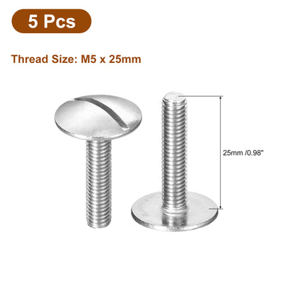 Harfington Uxcell M5x25mm Extra Large Flat Head Slotted Screws, 5pcs 304 Stainless Steel Bolts