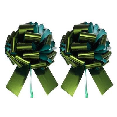 Harfington 2pcs 12 Inch Extra Giant Large Pull Bow Christmas Metallic Car Gift Wrapping Bows Ribbon for Wedding Car Baskets Presents Big Gift Bow, Lawn Green