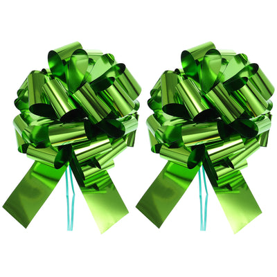 Harfington 2pcs 20 Inch Extra Giant Large Pull Bow Christmas Metallic Car Gift Wrapping Bows Ribbon for Wedding Car Baskets Presents Big Gift Bow, Lawn Green