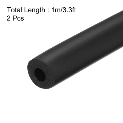 Harfington Uxcell 2pcs 3.3ft Pipe Insulation Tube 5/16 Inch(8mm) ID 18mm OD Foam Tubing for Handle Grip Support, Black