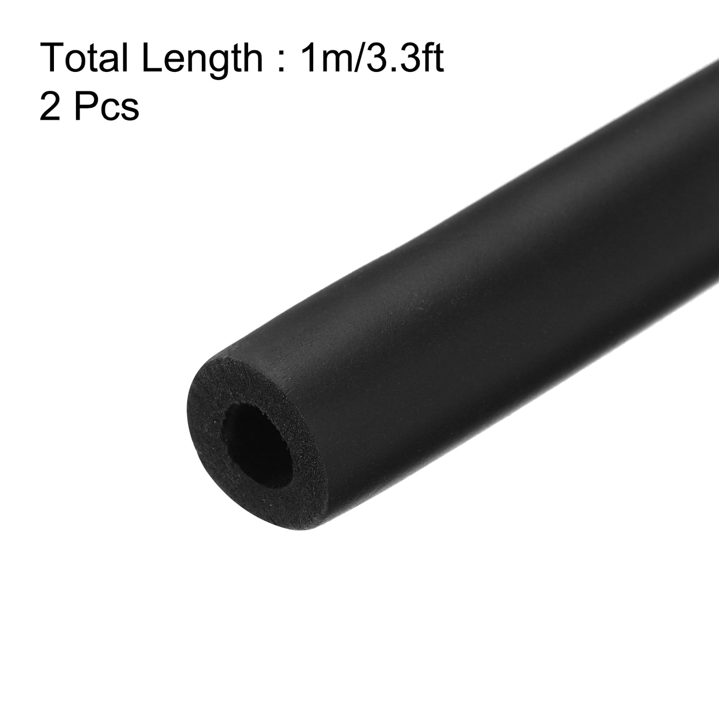 uxcell Uxcell 2pcs 3.3ft Pipe Insulation Tube 3/8 Inch(10mm) ID 20mm OD Foam Tubing for Handle Grip Support, Black