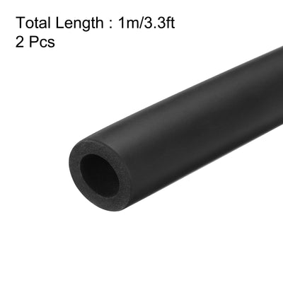 Harfington Uxcell 2pcs 3.3ft Pipe Insulation Tube 5/8 Inch(16mm) ID 26mm OD Foam Tubing for Handle Grip Support, Black