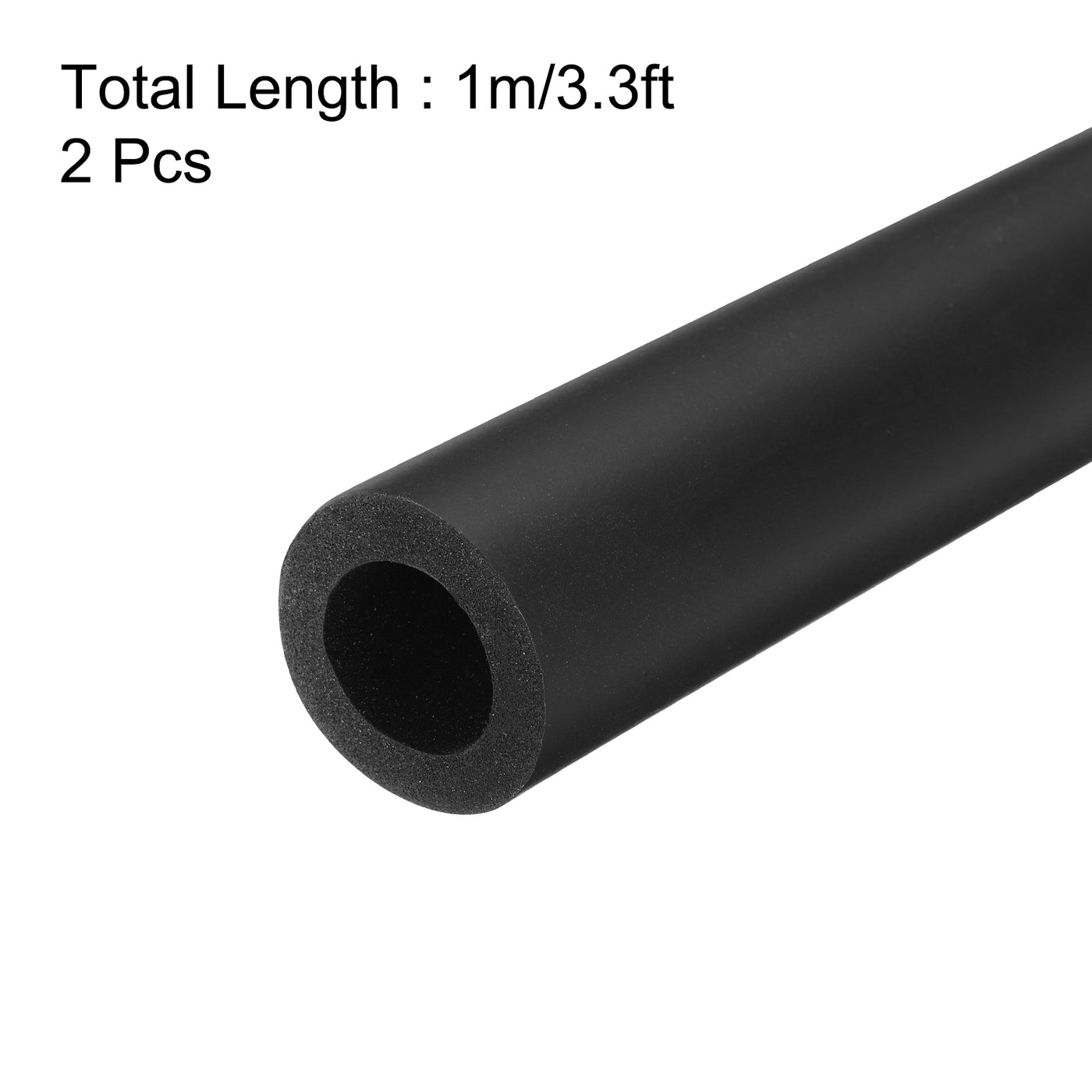 uxcell Uxcell 2pcs 3.3ft Pipe Insulation Tube 18mm ID 30mm OD Foam Tubing for Handle Grip Support, Black