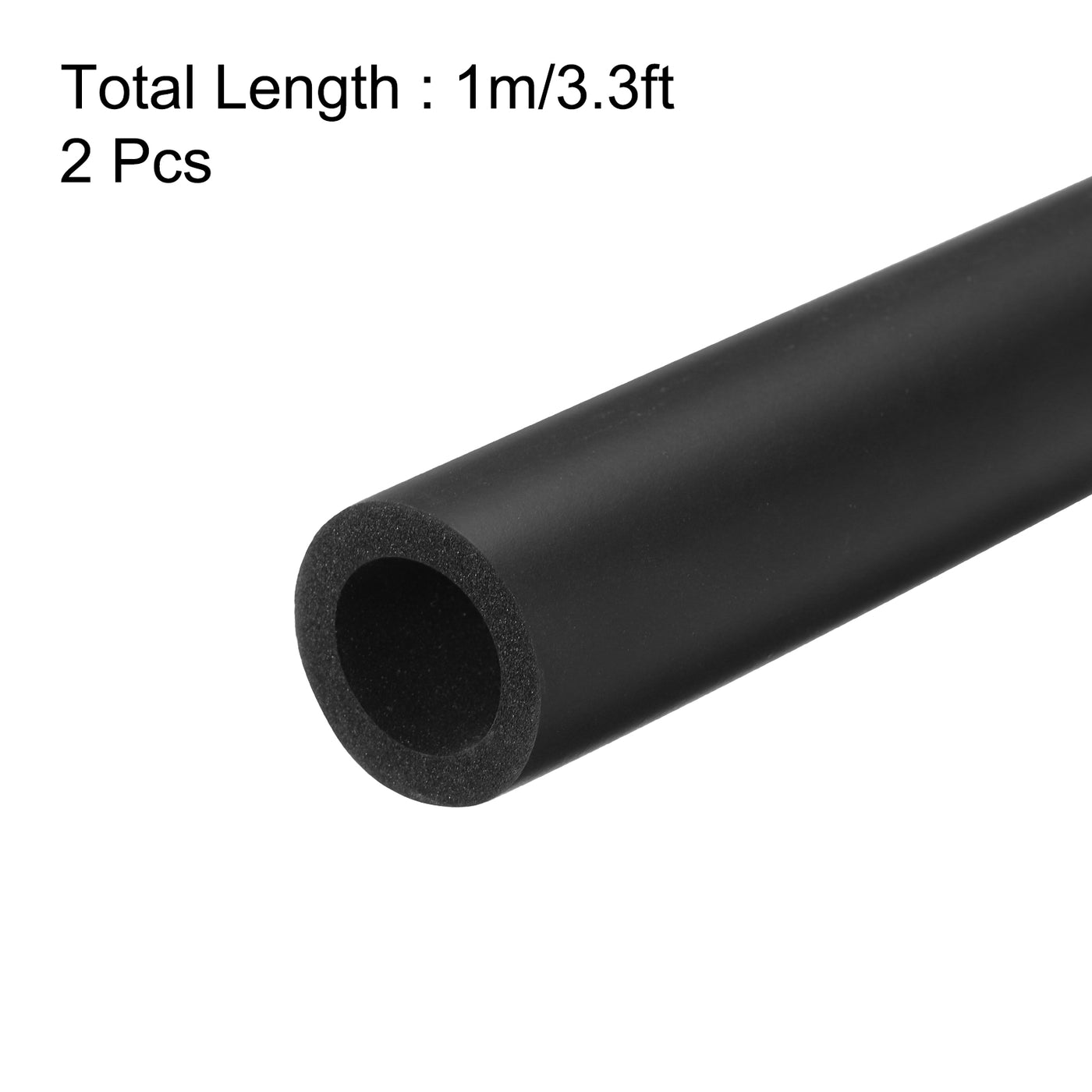uxcell Uxcell 2pcs 3.3ft Pipe Insulation Tube 20mm ID 30mm OD Foam Tubing for Handle Grip Support, Black