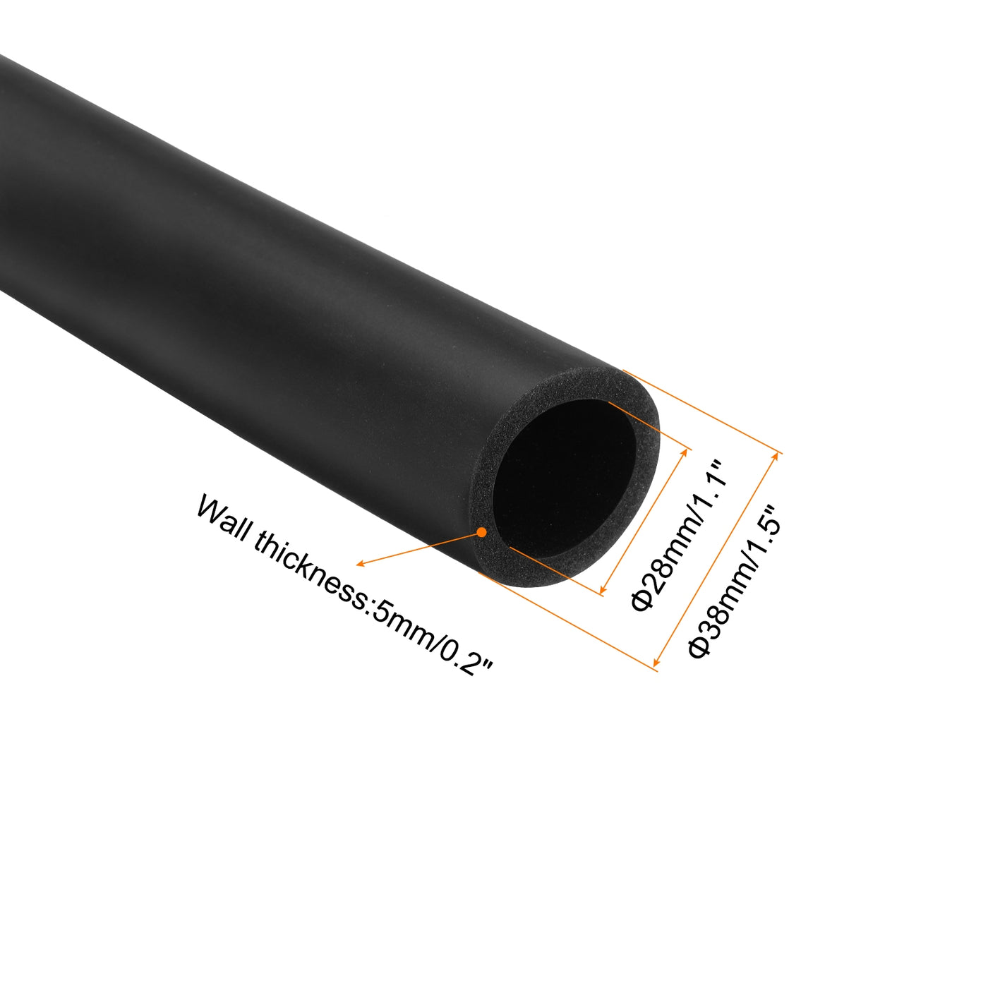 uxcell Uxcell 2pcs 3.3ft Pipe Insulation Tube 28mm ID 38mm OD Foam Tubing for Handle Grip Support, Black