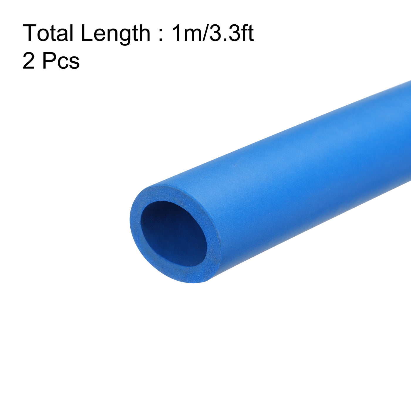 uxcell Uxcell 2pcs 3.3ft Pipe Insulation Tube 7/8 Inch(22mm) ID 32mm OD Foam Tubing for Handle Grip Support, Blue