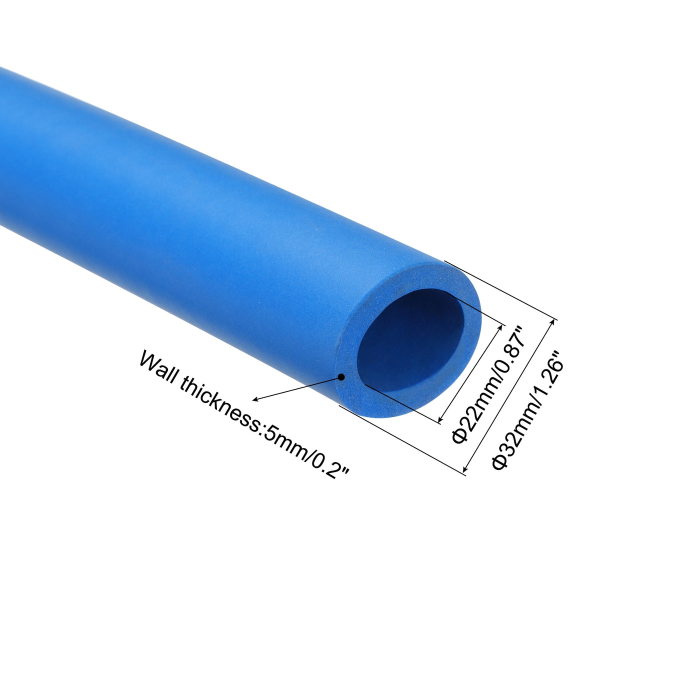 uxcell Uxcell 2pcs 3.3ft Pipe Insulation Tube 7/8 Inch(22mm) ID 32mm OD Foam Tubing for Handle Grip Support, Blue