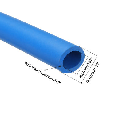 Harfington Uxcell 2pcs 3.3ft Pipe Insulation Tube 7/8 Inch(22mm) ID 32mm OD Foam Tubing for Handle Grip Support, Blue