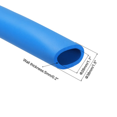 Harfington Uxcell 2pcs 3.3ft Pipe Insulation Tube 28mm ID 38mm OD Foam Tubing for Handle Grip Support, Blue