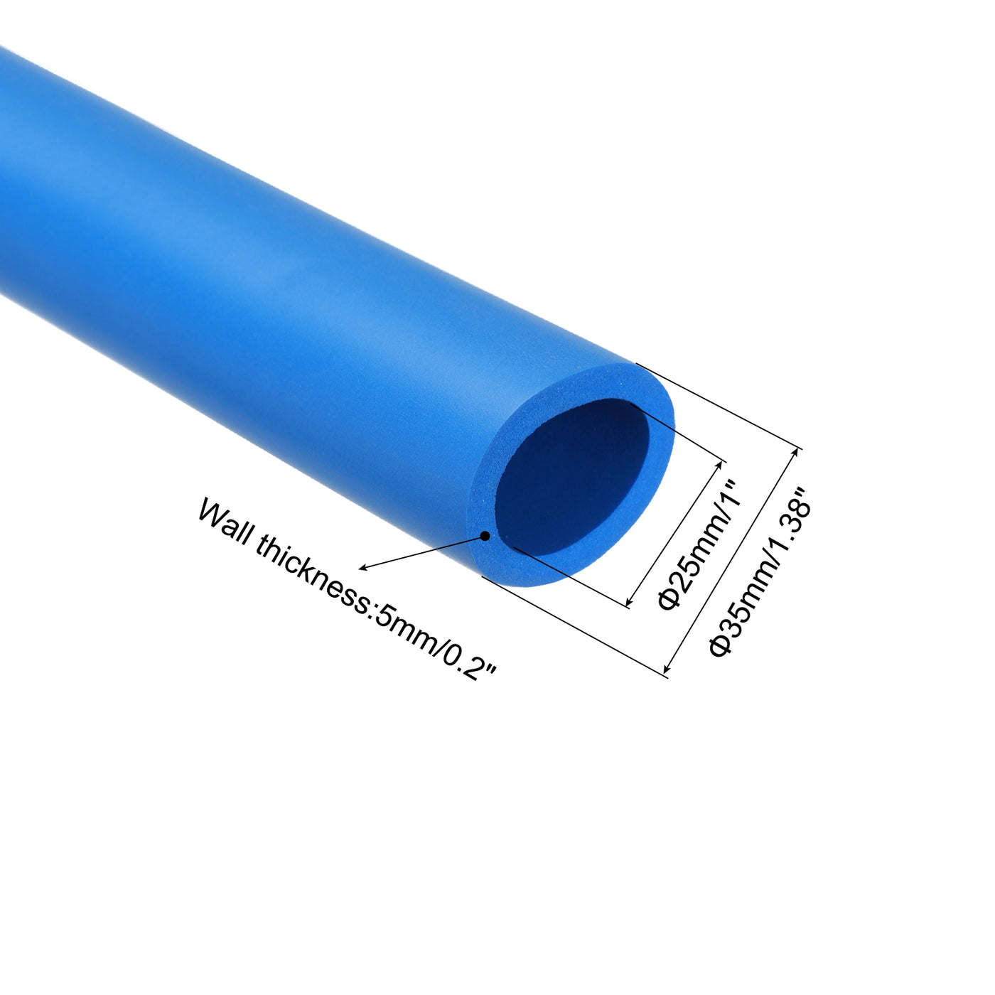 uxcell Uxcell 2pcs 3.3ft Pipe Insulation Tube 1 Inch(25mm) ID 35mm OD Foam Tubing for Handle Grip Support, Blue